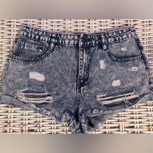 Distressed Acid Wash Jean Shorts
